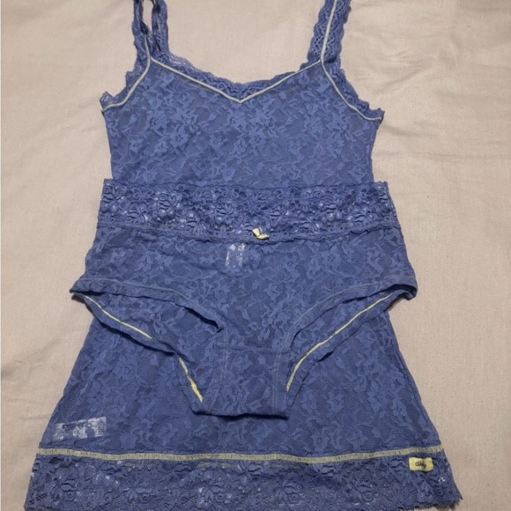 DKNY Women’s Lace Chemise & Panty Set purple Size Medium New Without Tags